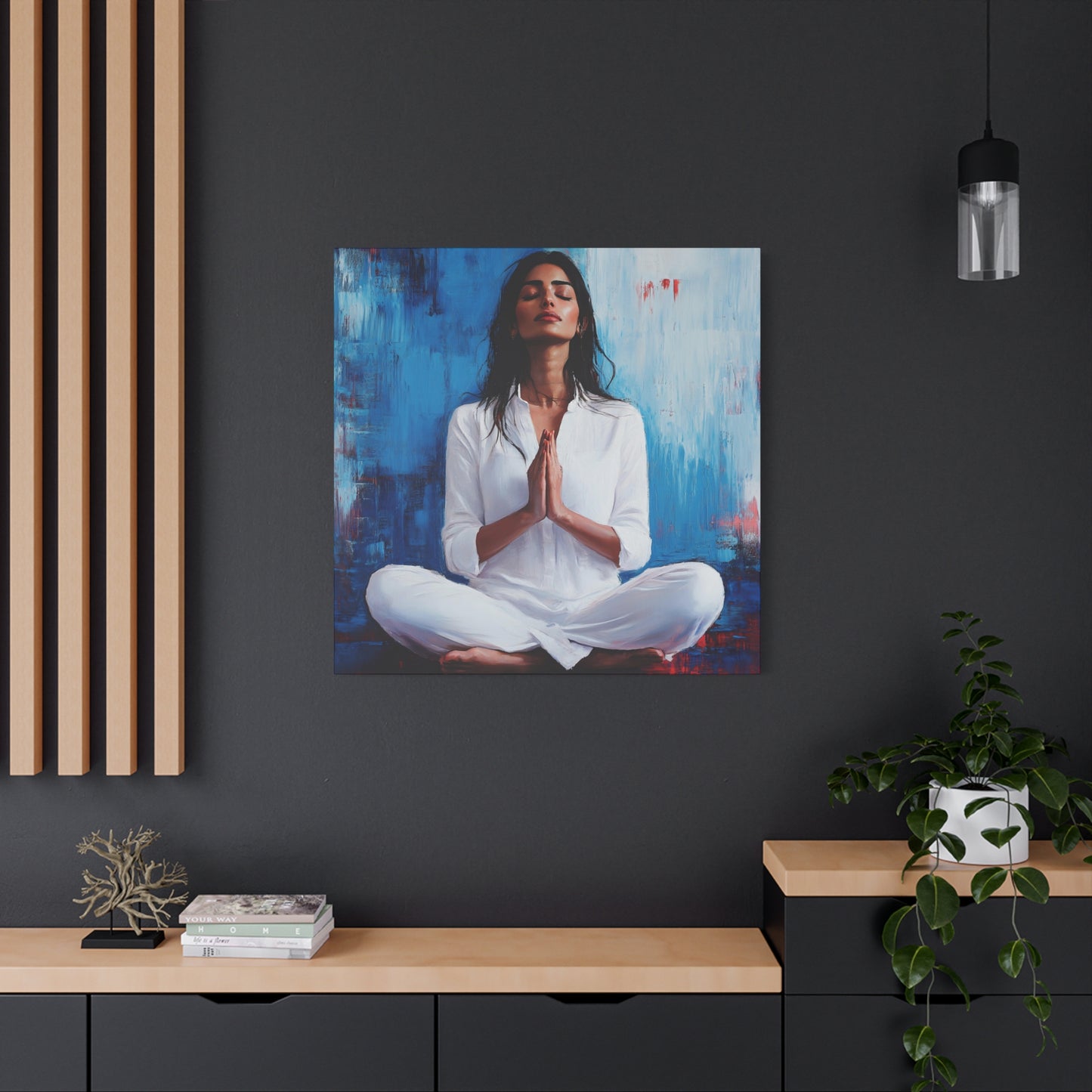 Zen Meditative Canvas Art – 12x12 Stretched Wall Decor for Mindfulness