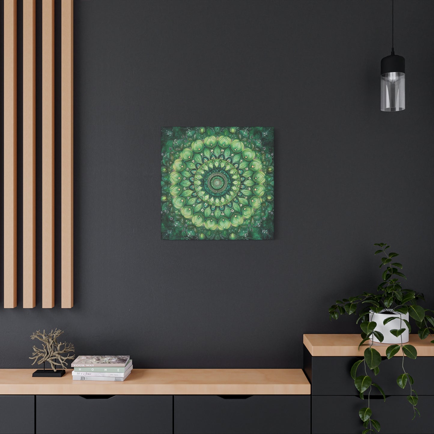 Green Mandala Wall Art - 1.25" Matte Canvas Print for Home Decor