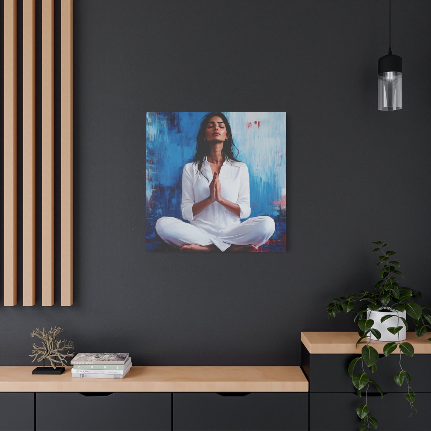 Zen Meditative Canvas Art – 12x12 Stretched Wall Decor for Mindfulness