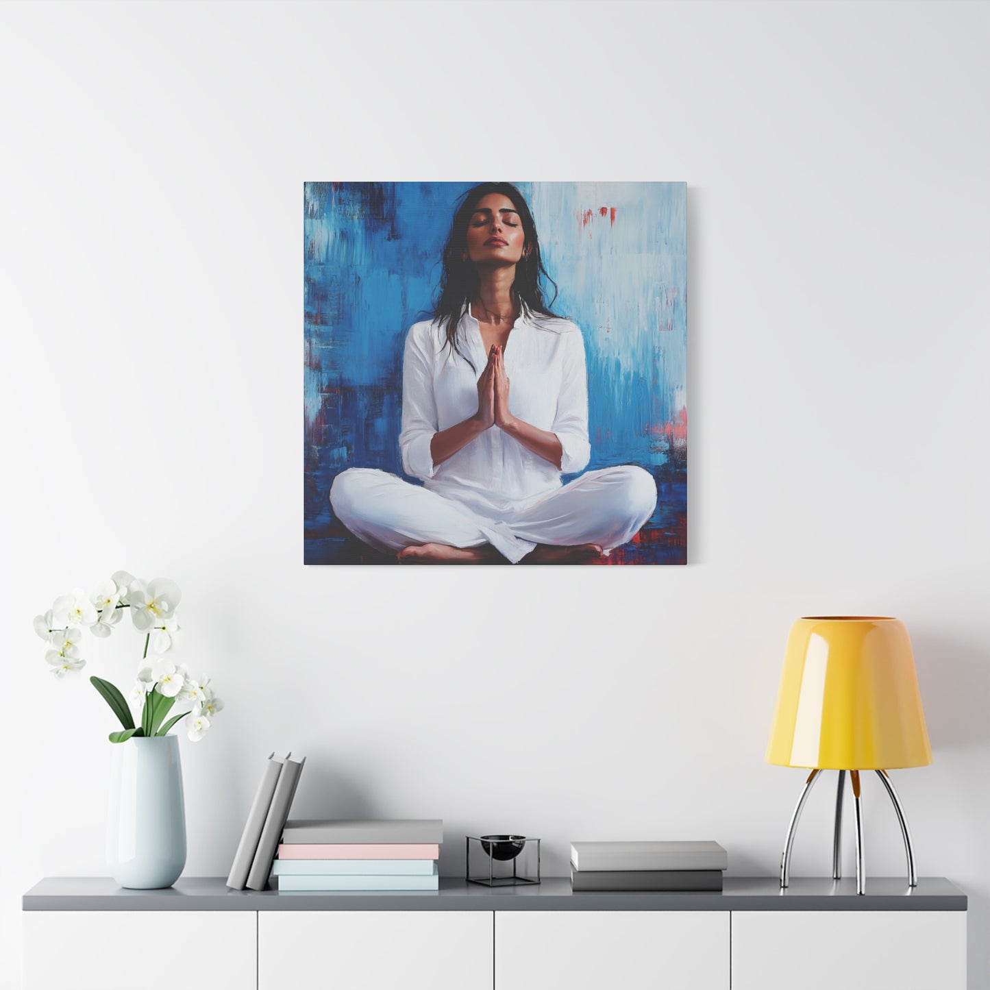 Zen Meditative Canvas Art – 12x12 Stretched Wall Decor for Mindfulness