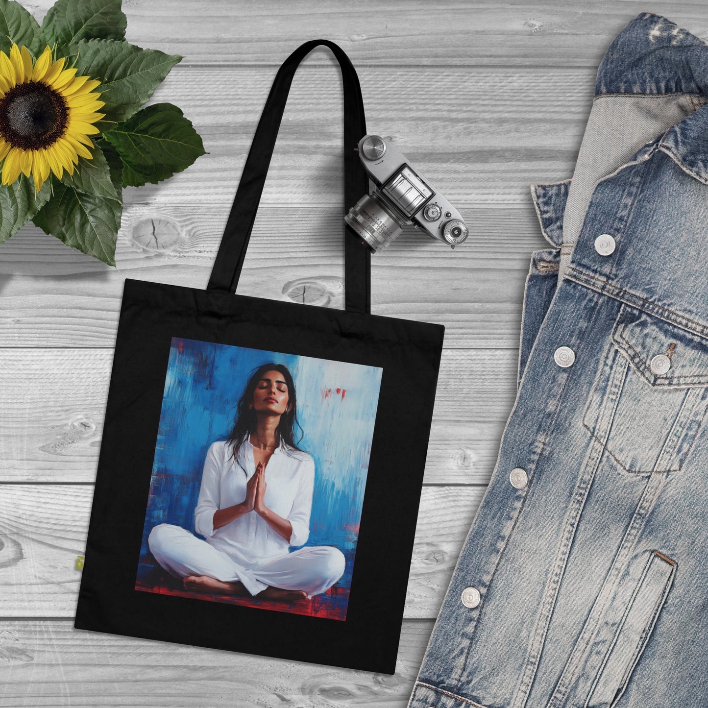 Meditation-Inspired Organic Cotton Tote Bag - Mindfulness and Calm
