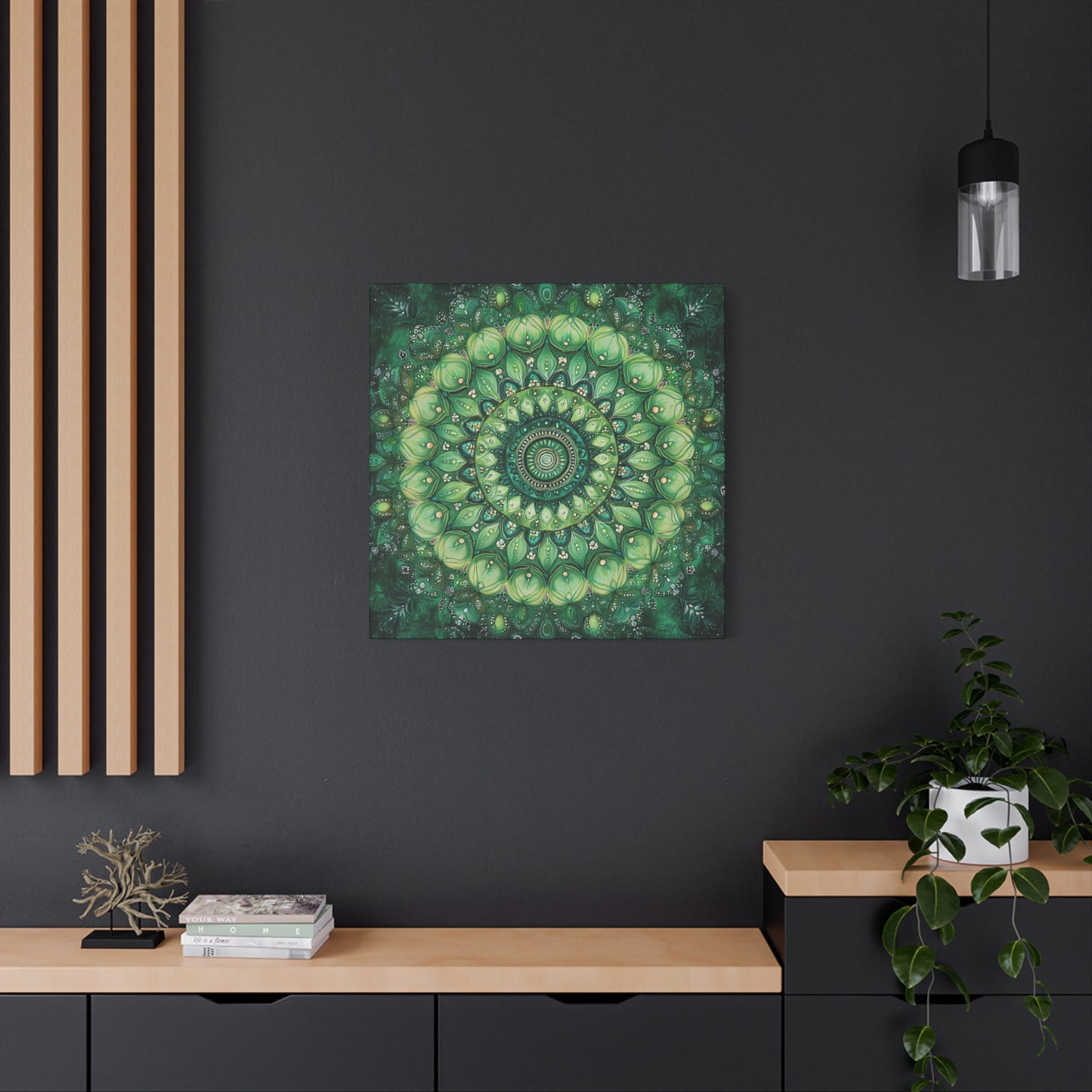 Green Mandala Wall Art - 1.25" Matte Canvas Print for Home Decor