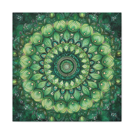 Green Mandala Wall Art - 1.25" Matte Canvas Print for Home Decor
