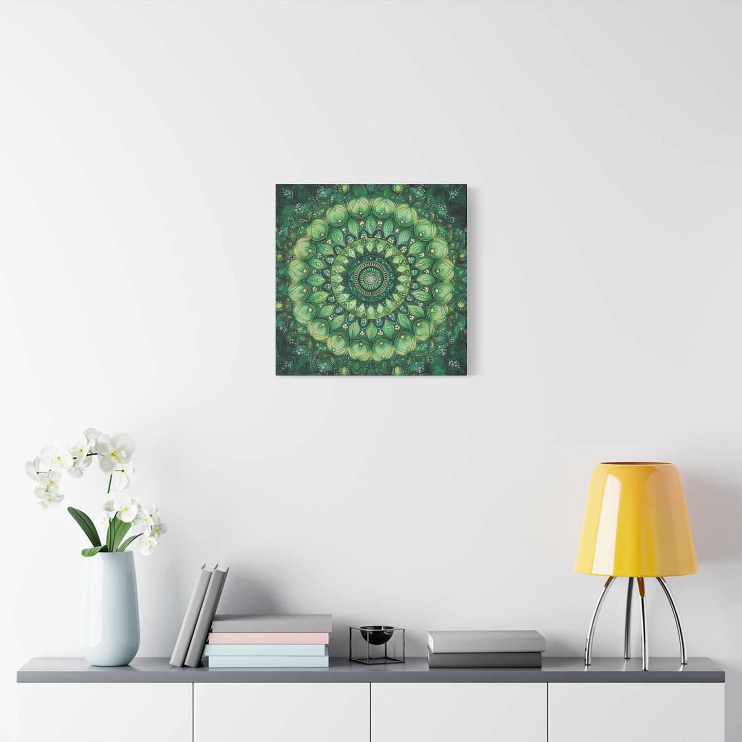 Green Mandala Wall Art - 1.25" Matte Canvas Print for Home Decor