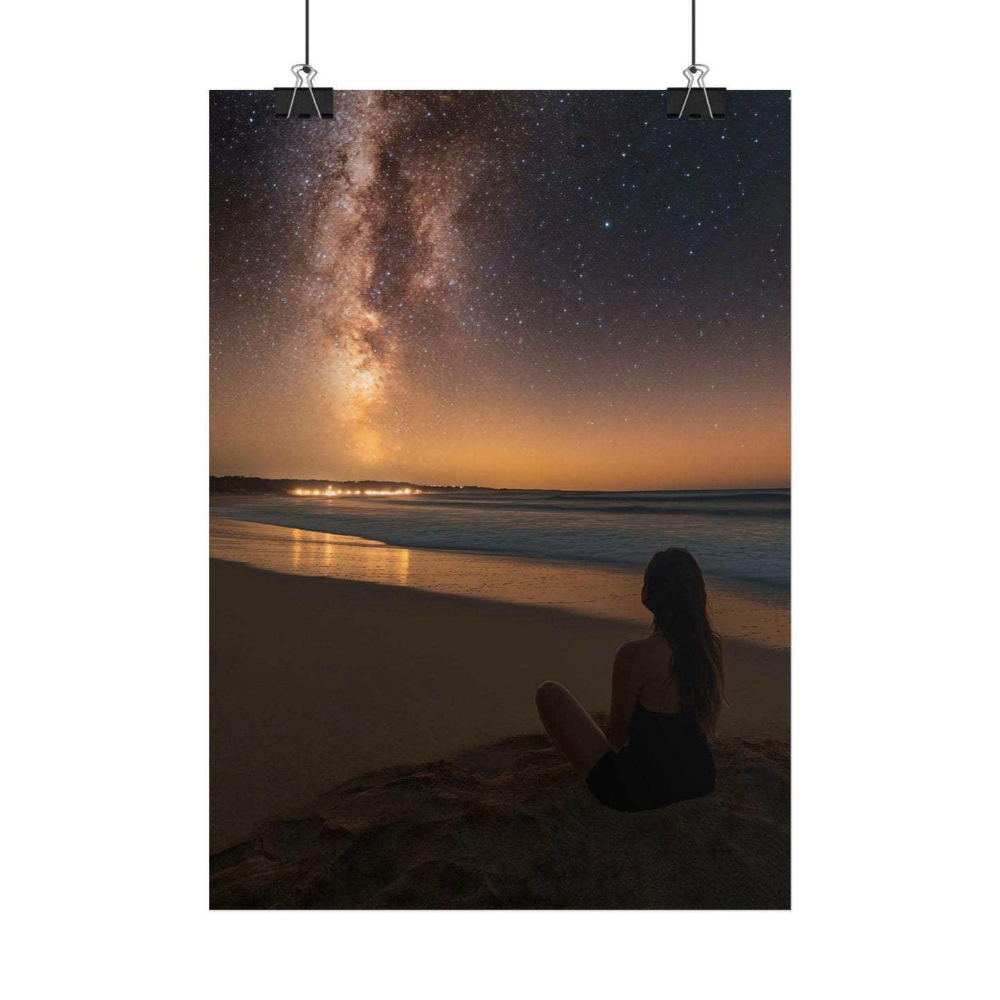 Serene Night Sky Poster - Inspirational Beach Scene with Milky Way
