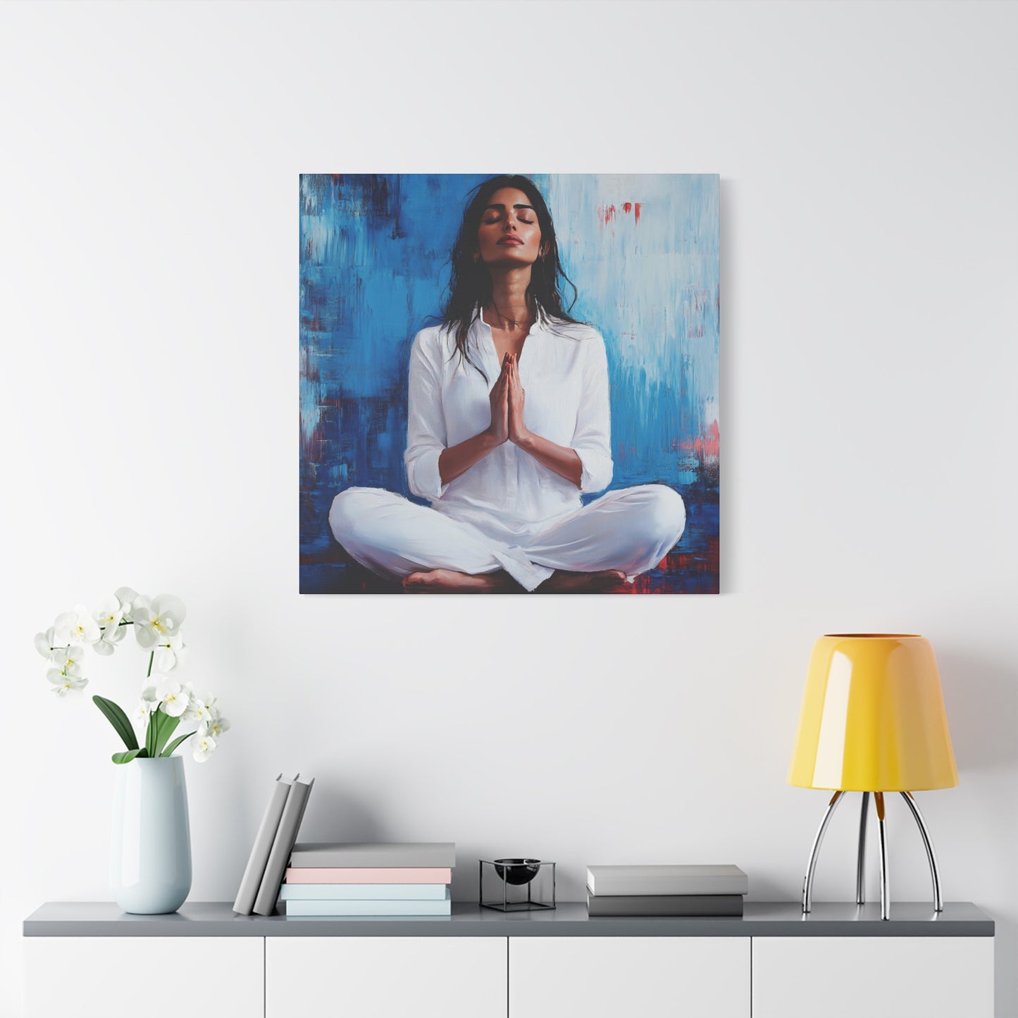 Zen Meditative Canvas Art – 12x12 Stretched Wall Decor for Mindfulness