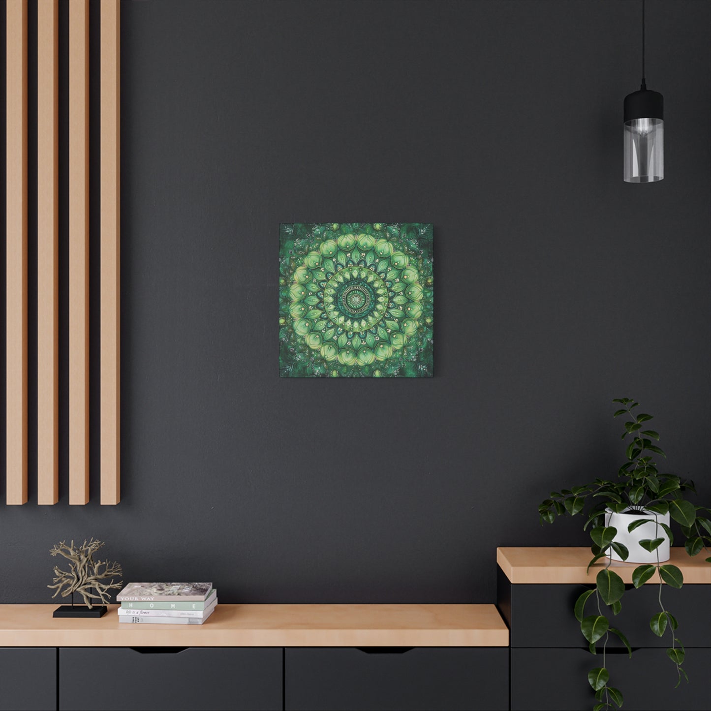 Green Mandala Wall Art - 1.25" Matte Canvas Print for Home Decor