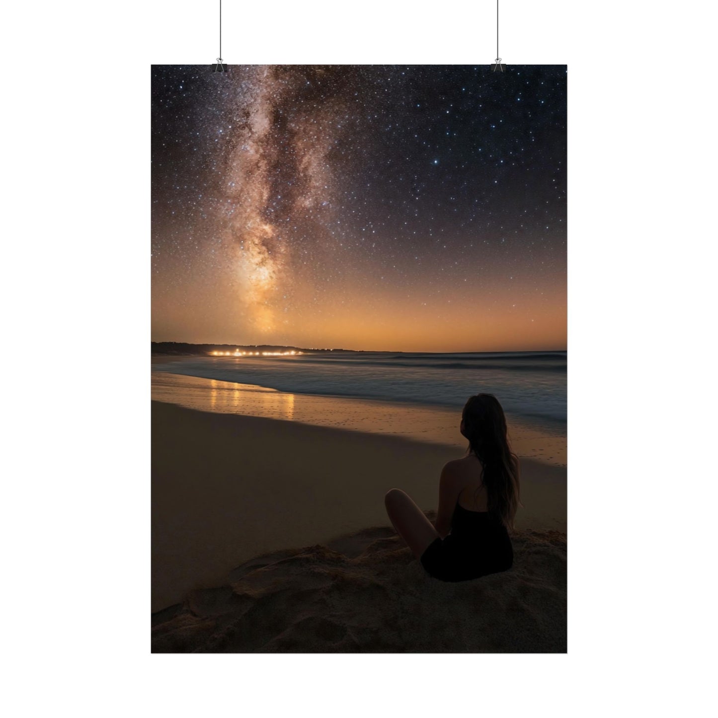 Serene Night Sky Poster - Inspirational Beach Scene with Milky Way