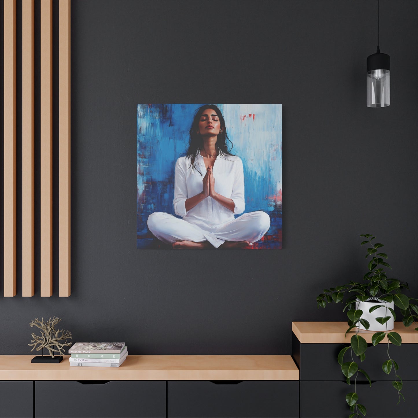 Zen Meditative Canvas Art – 12x12 Stretched Wall Decor for Mindfulness